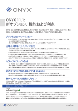 ONYX 11.1: 新オプション、機能および利点