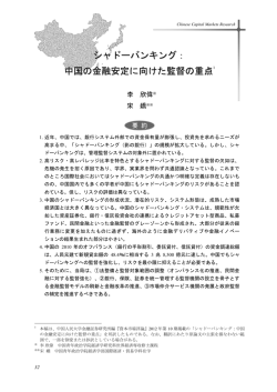 シャドーバンキング: 中国の金融安定に向けた監督の重点 (PDF: 665kb)