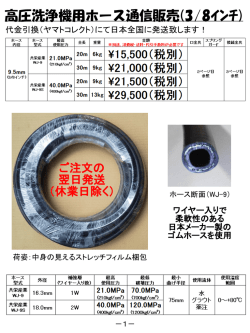 高圧洗浄機用ホース通信販売(3/8ｲﾝﾁ)