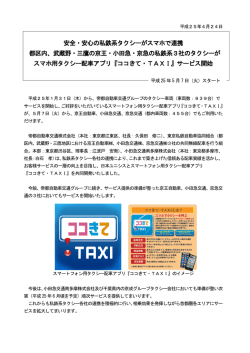 スマホ用タクシー配車アプリ『ココきて・TAXI』