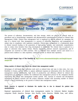Clinical Data Management Market 2026 - Offered High Levels Of Productivity And Efficiency