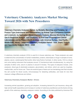 Veterinary Chemistry Analyzers Market Shows Expected Growth from 2019-2026