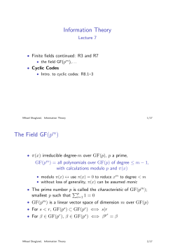 Information Theory The Field GF(p )