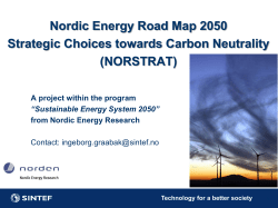 Nordic Energy Road Map 2050 Strategic Choices towards