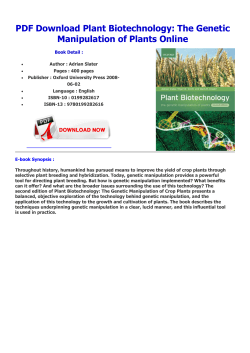 PDF Plant Biotechnology: The Genetic