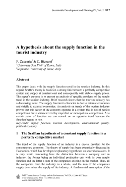 A hypothesis about the supply function in the tourist