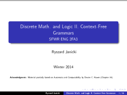 Discrete Math. and Logic II. Context-Free Grammars