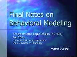 Final Notes on Behavioral Modeling
