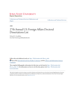 27th Annual U.S. Foreign Affairs Doctoral Dissertations List