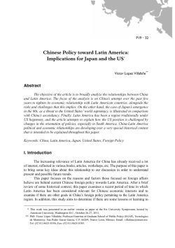 Chinese Policy toward Latin America: Implications for Japan and the