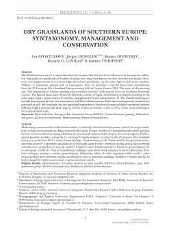 Dry grAsslAnDs of southern europe: syntAxonomy, mAnAgement