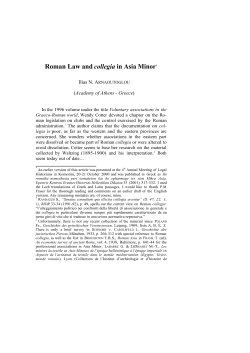 Roman Law and collegia in Asia Minor*