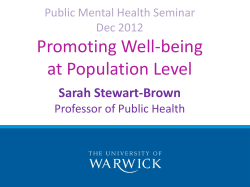 Public Mental Health Seminar Dec 2012 Promoting Well