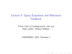 Lecture 8: Query Expansion and Relevance Feedback