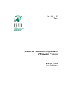 China in the International Segmentation of Production