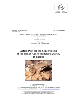 Action Plan for the Conservation of the Italian Agile Frog (Rana