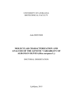 MOLECULAR CHARACTERIZATION AND ANALYSIS OF THE