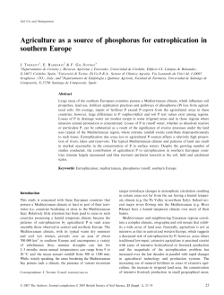 Agriculture as a source of phosphorus for eutrophication in southern
