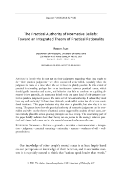 The Practical Authority of Normative Beliefs: Toward an Integrated