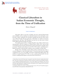Classical Liberalism in Italian Economic Thought, from the Time of