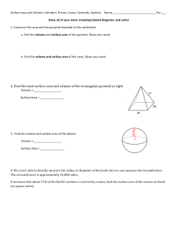 2. Find the total surface area and volume of the rectangular pyramid
