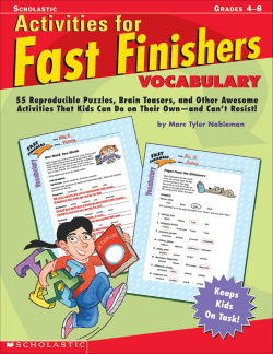 ACTIVITIES FOR FAST FINISHERS