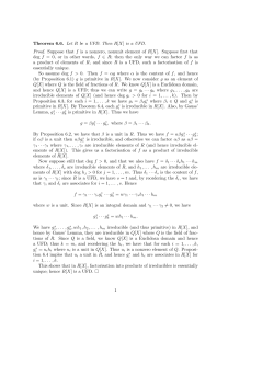Theorem 6.6. Let R be a UFD. Then R[X] is a UFD. Proof. Suppose