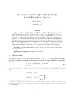 An Analysis of Newton`s Method for Equivalent Karush{Kuhn{Tucker