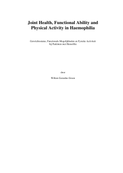 Joint Health, Functional Ability and Physical Activity in Haemophilia