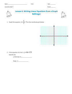 Lesson 4: Writing Linear Equations from a Graph Bellringer