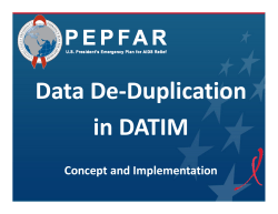 Data Deduplication in DATIM - Atlanta DATIM Training