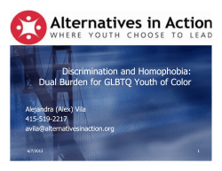 Discrimination and Homophobia: Dual Burden for GLBTQ Youth of