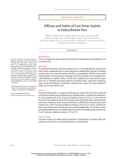 Efficacy and Safety of Low-Dose Aspirin in Polycythemia Vera