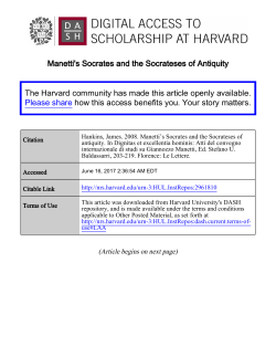 Manetti`s Socrates and the Socrateses of Antiquity The Harvard
