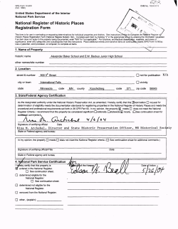 National Register of Historic Places Registration Form ^7k. 63vc