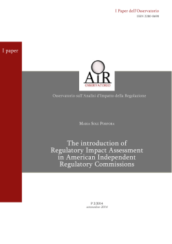 The introduction of Regulatory Impact Assessment