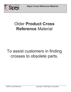 Older Product Cross Reference Material To assist customers in