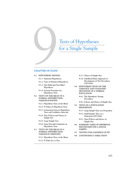 9Tests of Hypotheses for a Single Sample