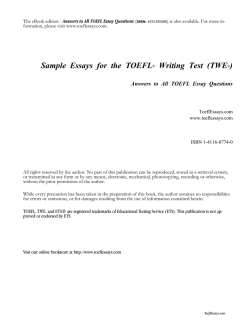 Sample Essays for the TOEFL® Writing Test (TWE®) - Have Fun