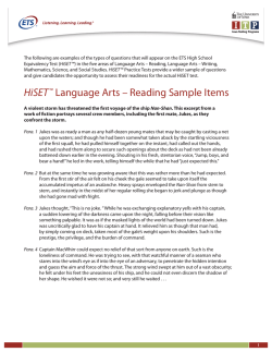 HiSET™ Language Arts – Reading Sample Items - ETS