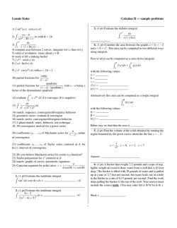 Lennie Euler Calculus II — sample problems - WeBWorK