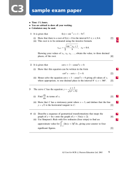 C3 sample exam paper - Maths