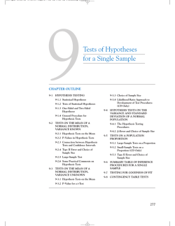 9Tests of Hypotheses for a Single Sample