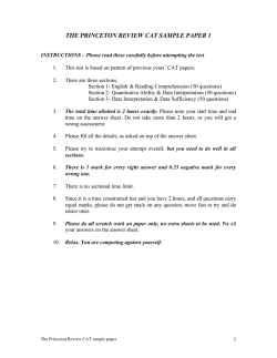 THE PRINCETON REVIEW CAT SAMPLE PAPER 1
