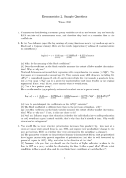 Econometrics 2. Sample Questions - Personal pages of the CEU