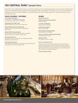 150 CENTRAl PARk* Sample menu - A Royal Caribbean Cruise
