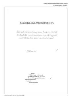 HL research project&mdash;Sample 1 Business and - BISNET