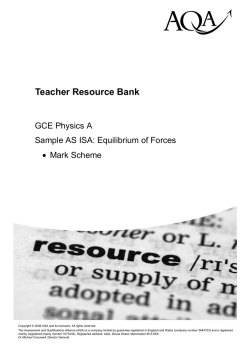 GCE Physics (Specification A) Teacher Resource Bank Sample AS