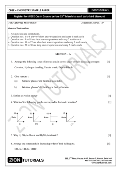 CBSE – CHEMISTRY SAMPLE PAPER Register for - zion tutorials
