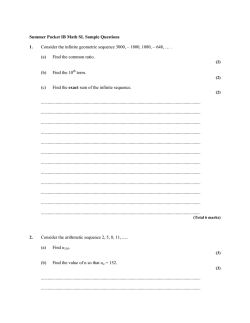 Summer Packet IB Math SL Sample Questions 1. Consider the